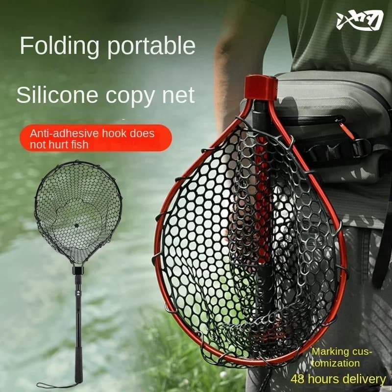 LINNHUE Reti da pesca Rete da pesca pieghevole Prezzo economico Maglia in gomma/silicone Cattura 14 kg Strumento per la pesca con esca per pesci Accessorio per pescatori