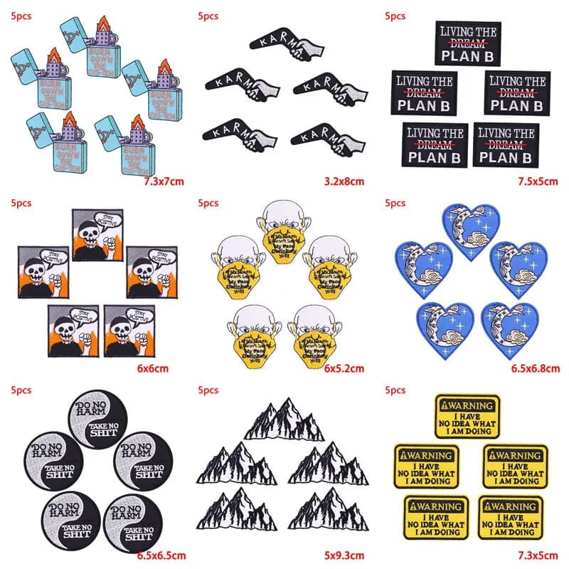 5 Pz/lotto Hip Hop Punk Termoadesiva Ferro Su Toppe E Stemmi Carta dei Tarocchi Teschio Distintivi Ricamati Per Abbigliamento Zaino Distintivi Fai Da Te Decor