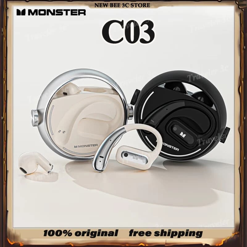 Auricolari Bluetooth Wireless Monster C03, Design Ibrido Over-Ear e Semi-In-Ear con Cancellazione del Rumore, Leggeri, Compatibili con PC