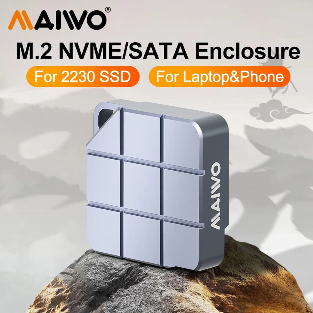 MAIWO M.2 NVMe SATA SSD Custodia esterna 2230 SSD Custodia senza attrezzi Tipo-C 3.2 a NVMe Extemal Disco rigido per MacBook PC Case