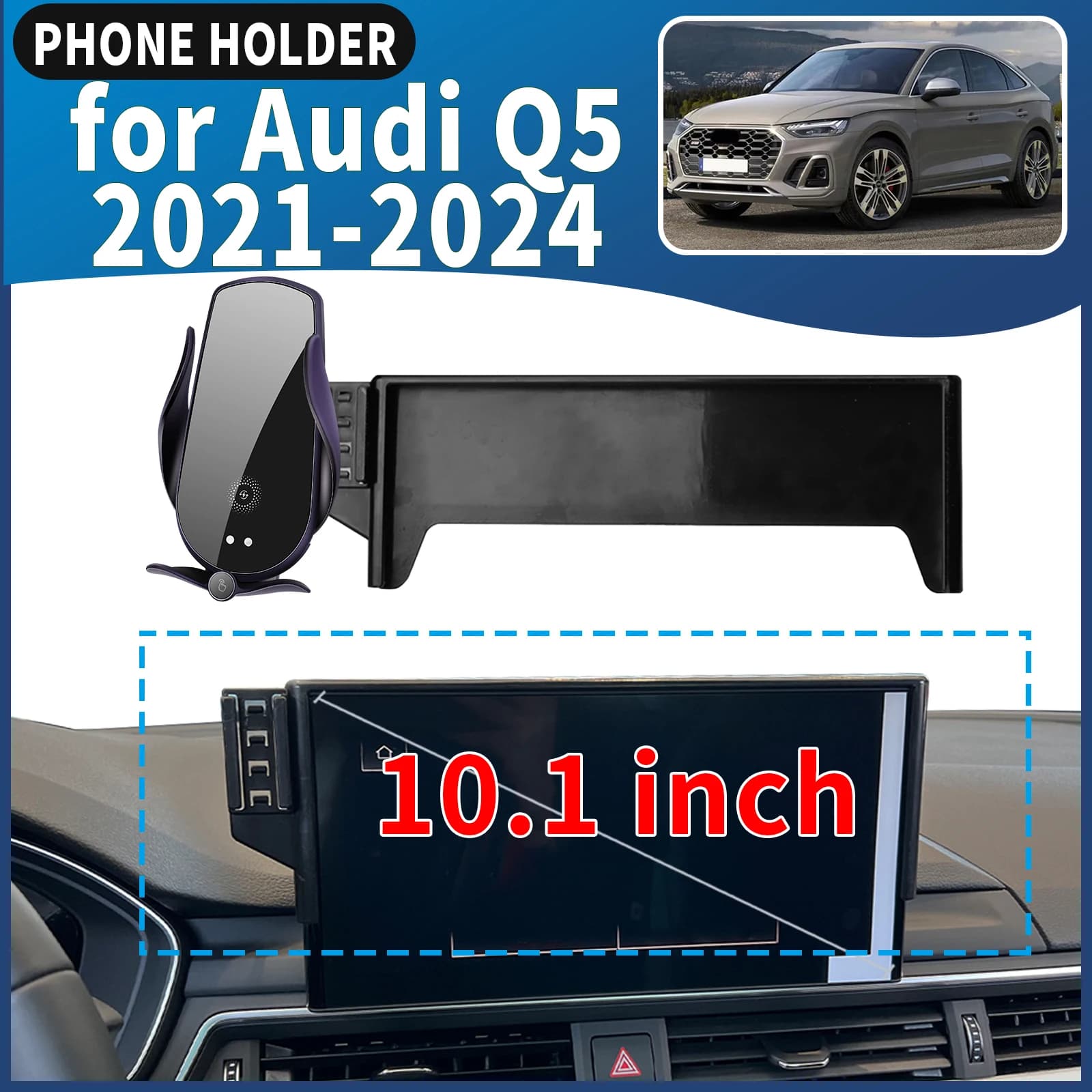 Adatto per Audi Q5 2021-2023 2024 10.1 pollici ​ ​ ​ ​ Supporto per telefono da auto, navigazione GPS specifica per il veicolo, accessori di facile installazione