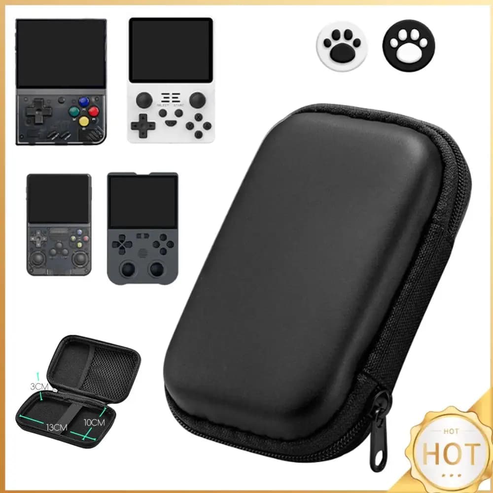 Hard Case with 2 caps for joystick Waterproof protective bag for Miyoo Mini Plus/ANBERNIC RG35XX/R36S/R35S