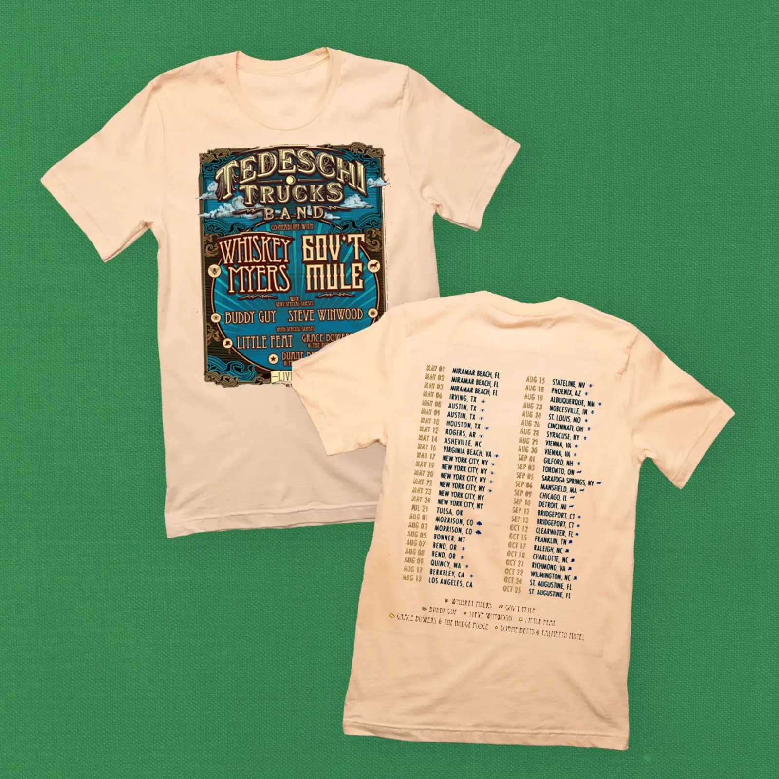 Tedeschi Trucks Band Tour 2025 T-shirt con sabbia a doppia faccia Full Size S-5XL