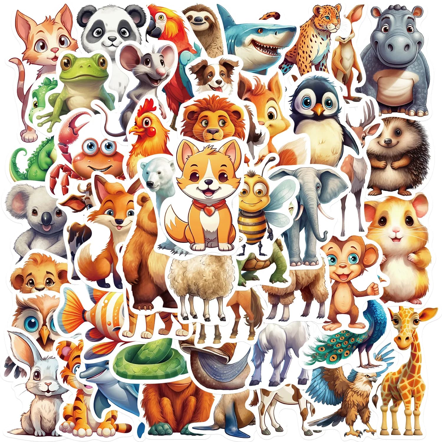 50/100 Pezzi Adesivi Graffiti Animali Colorati Cartoon, Decorazione Personalizzata per Chitarra, Quaderno, Bagagli, Fai-da-Te, Impermeabili
