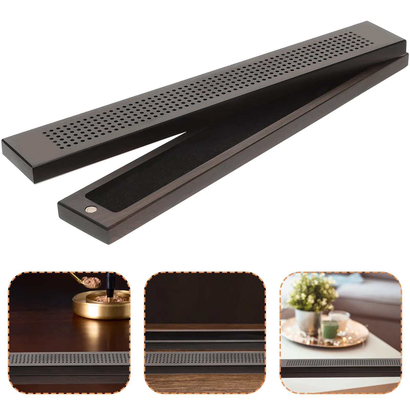 Stable Wooden Incense Stick Holder Burner Desktop Aromatherapy Censer for Living Room Bedroom Office Car Safe Ash-Free Daily Use