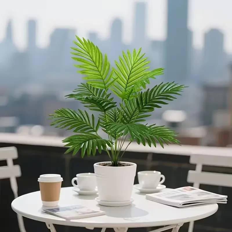 Top Quality Artificial Palm Tree Fake Green Plant Decor With Vase Realistic Faux Plant For Indoor Home Office Desktop Ornament