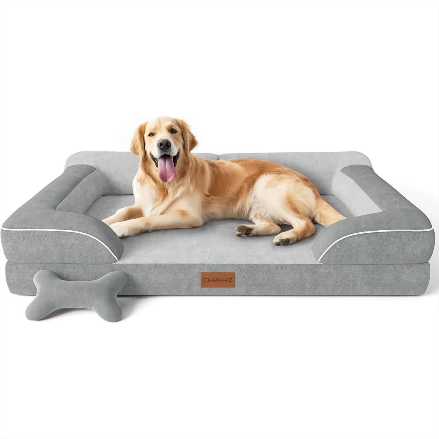 Cuccia Ortopedica Extra Large per Cani con Gel Rinfrescante e Memory Foam, Impermeabile, XL, con Rivestimento Rimovibile e Lavabile, Divano per Animali Domestici 42'', in Velluto Olandese Grigio Chiaro