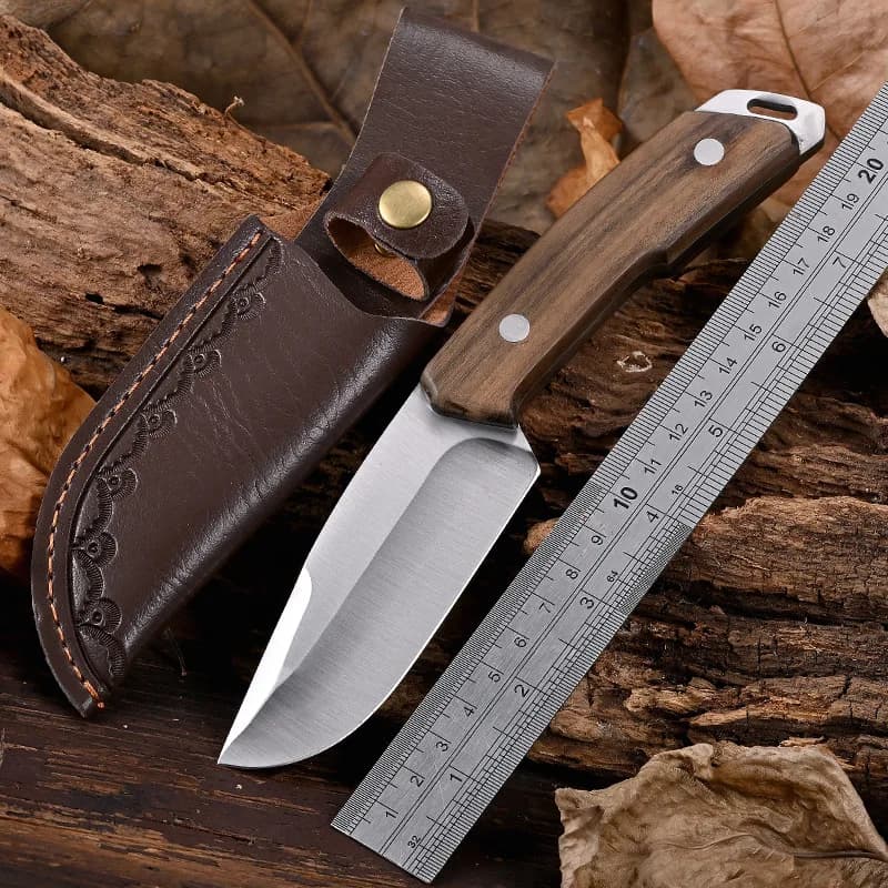 2025 nuovo coltello da cucina di alta qualità, manico in legno massello di sandalo, coltello da frutta in acciaio inossidabile con coperchio per coltello, coltello dritto