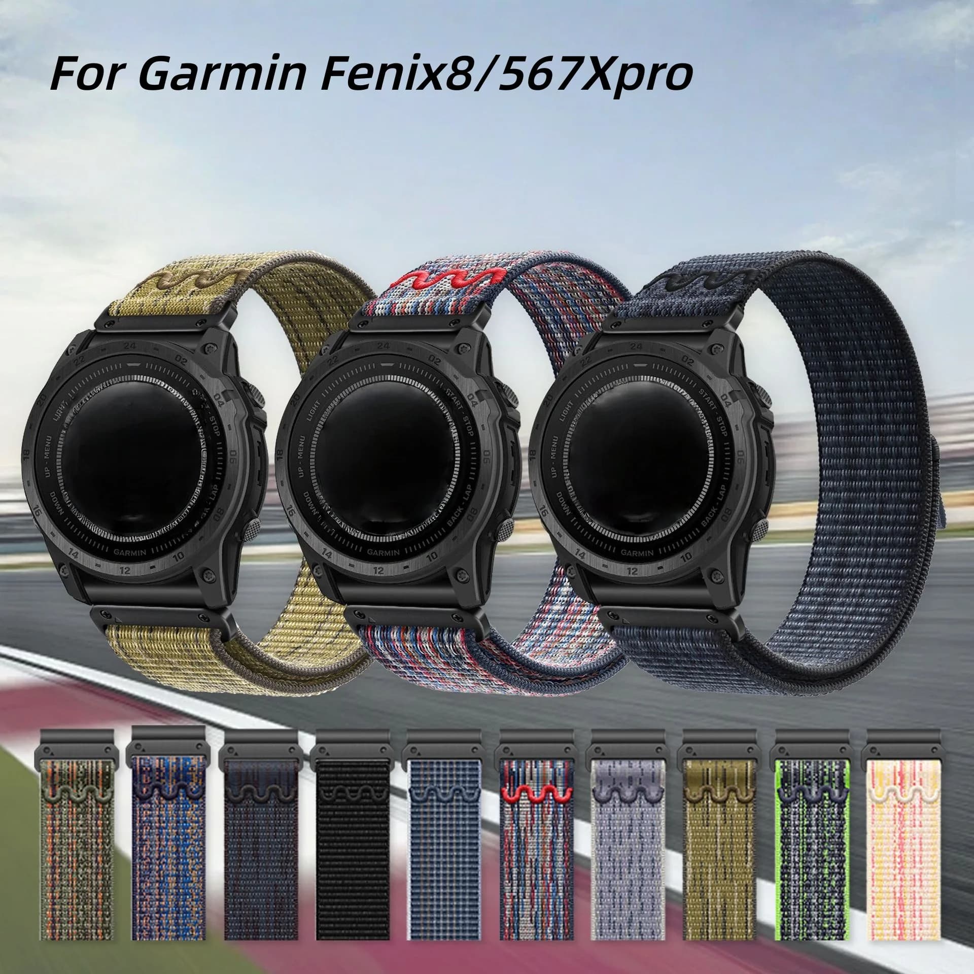 Nylon Woven Sports Watch Strap For Garmin Watch Fenix 8 5 6 7 Xpro Loop QuickFit Replacement Strap 20mm 22mm 26mm