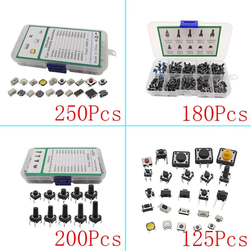 SMD DIP Micro interruttore tattile momentaneo pulsante di ripristino automatico Kit di assortimento di microinterruttori per Tablet con telecomando per auto