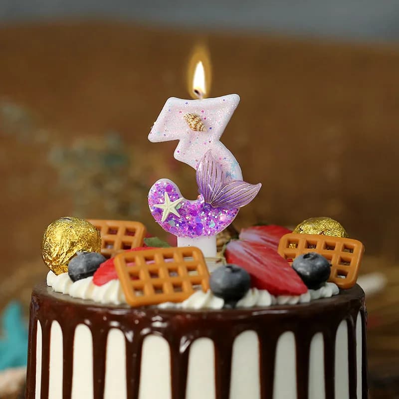 Cake Decoration Birthday Handmade DIY Digital Starfish Tail Birthday Candles