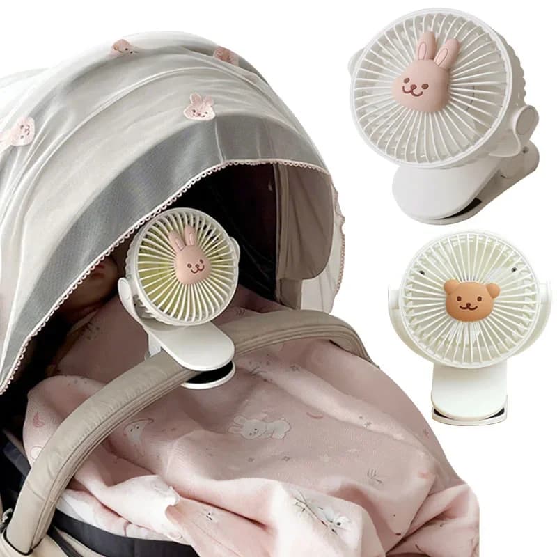 Ventilatori coreani per passeggino per carrello per bambini Ventilatore esterno portatile Clip Simpatico orso coniglietto Ventilatore elettrico portatile ricaricabile per la casa 3 velocità