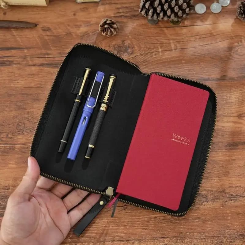 Handmade Journal Cover Leather Cover with Elastic Pen Slot for 7.28x3.54In Notes
