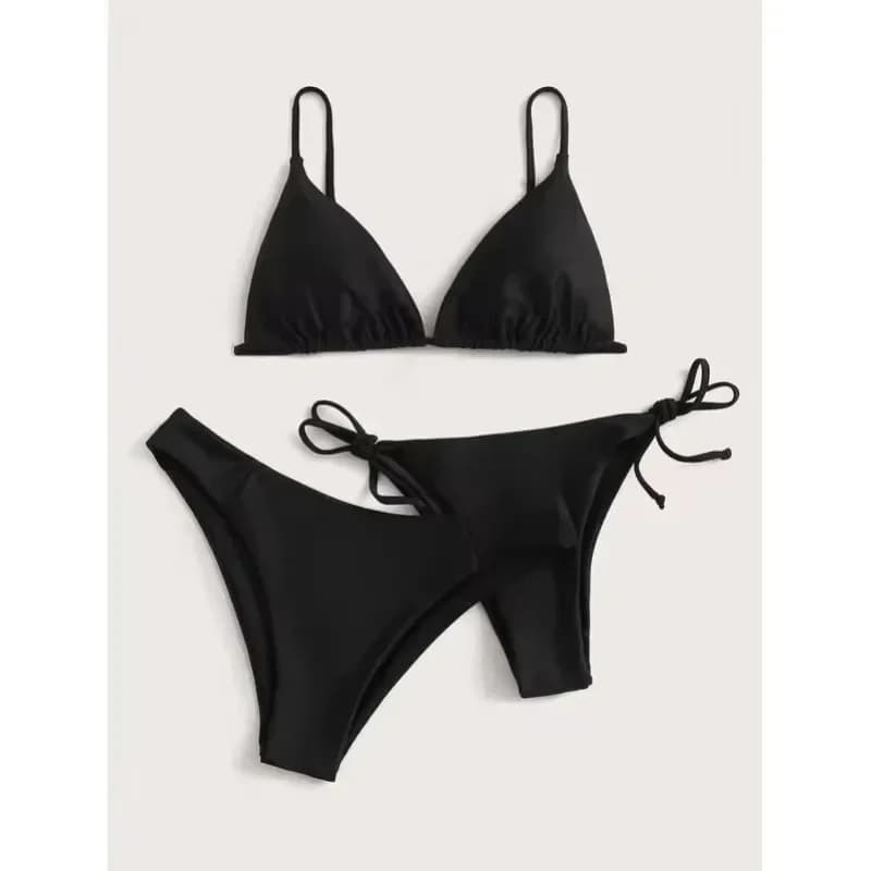 Costume da bagno bikini push up con due fondi da 3 pezzi Costume da bagno per donna Costume da bagno sexy a tre pezzi a vita bassa e media