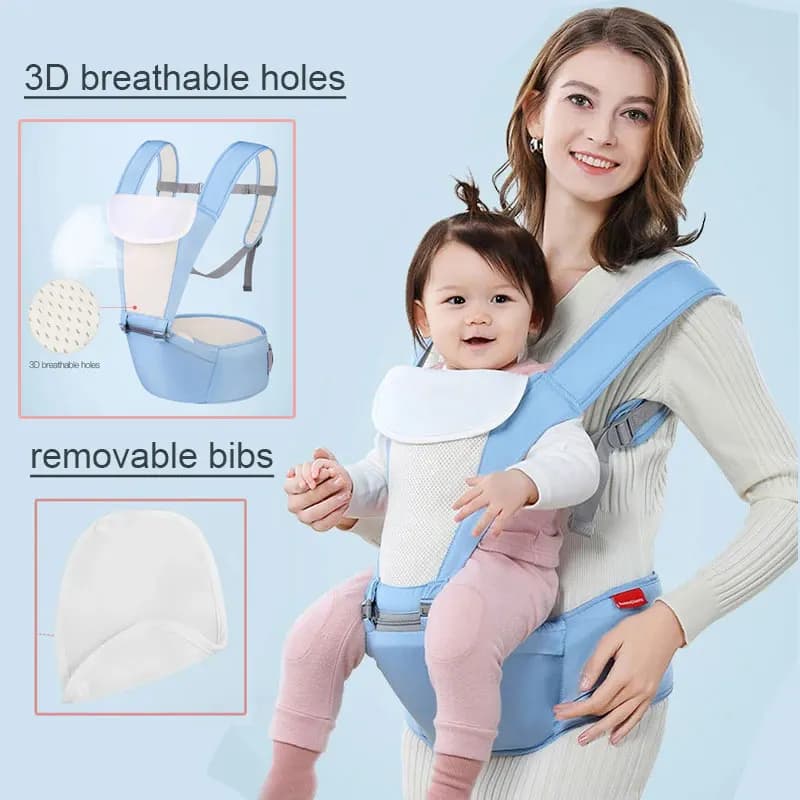 Marsupio Multifunzione 4 Colori per Neonati e Bambini, Traspirante per l'Estate, con Bretelle Rimovibili e Leggero