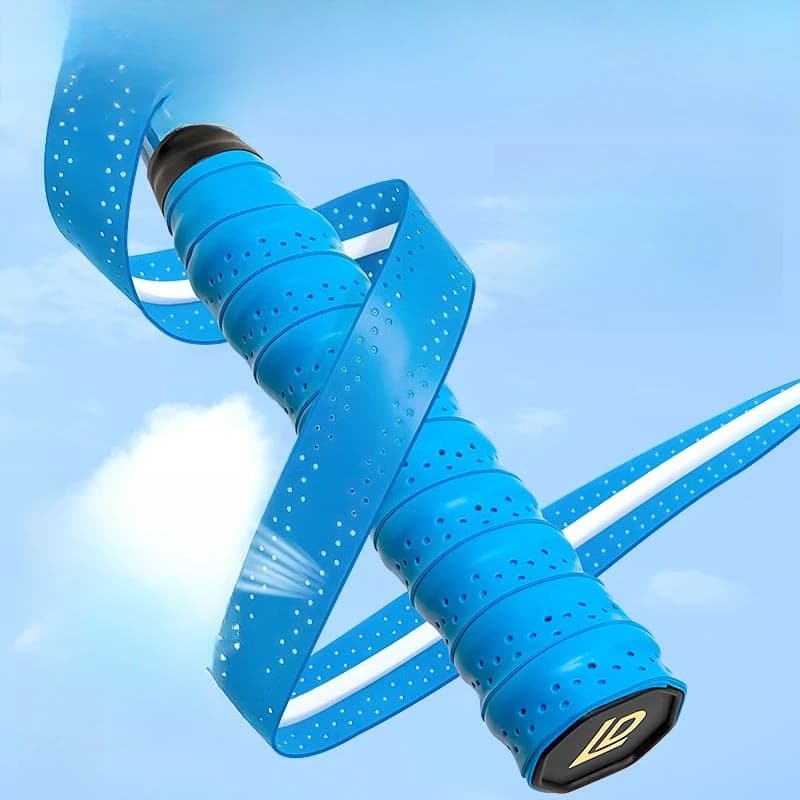 Rubber tennis rack for badminton player and grip straps