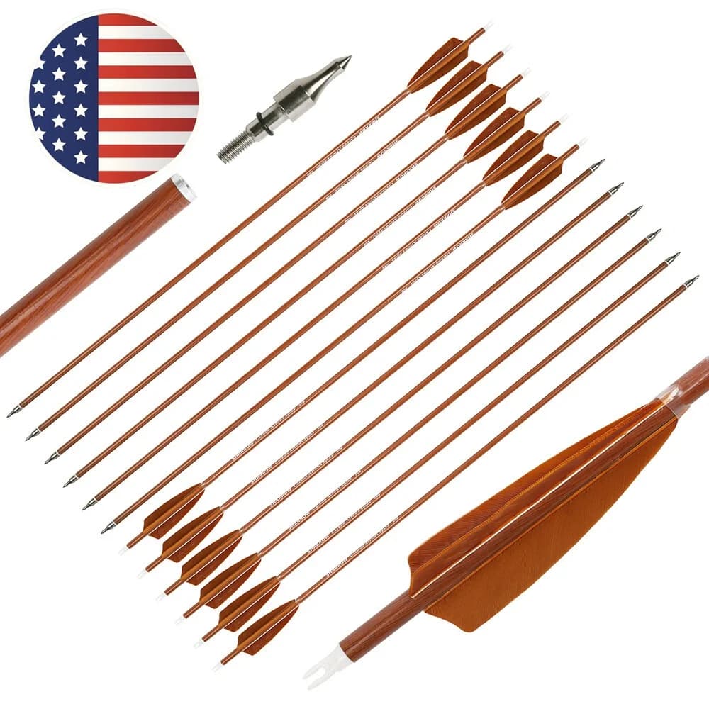 12pcs Mixed Carbon Arrows Spine 500 31.5 Inch Archery ID6.2mm Shaft Turkey Feather for Recurve Bow Target Hunting Shooting Acc