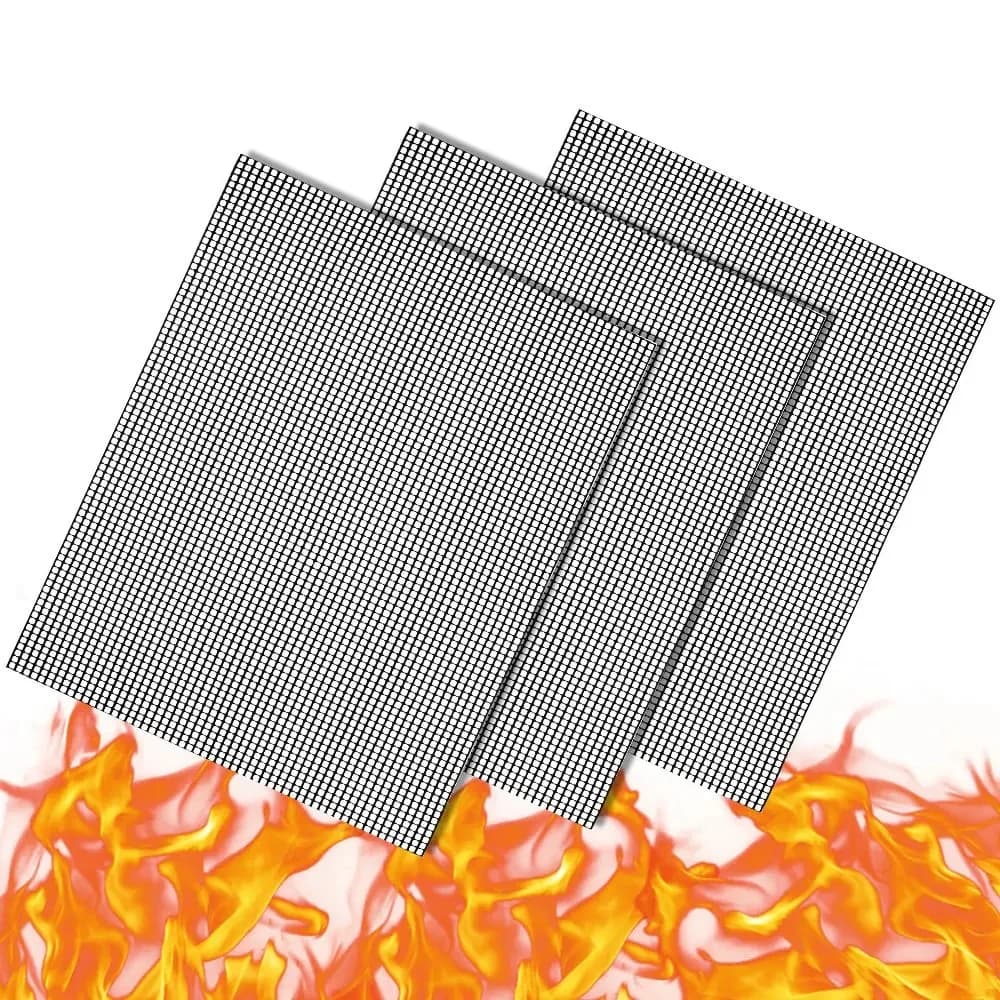 3PCS BBQ Grill Mesh Mat Non Stick Barbecue Grill Cover Baking Sheet Liners Grilling Mats Fish Vegetable Smoking Accessories