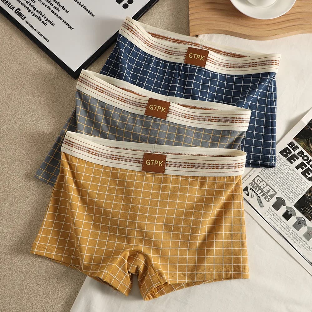 1/3 Pezzi Lingerie Donna in Cotone 95% a Quadri Classici, Traspirante con Rete in Vita, Morbida ed Elastica, Nuovi Arrivi