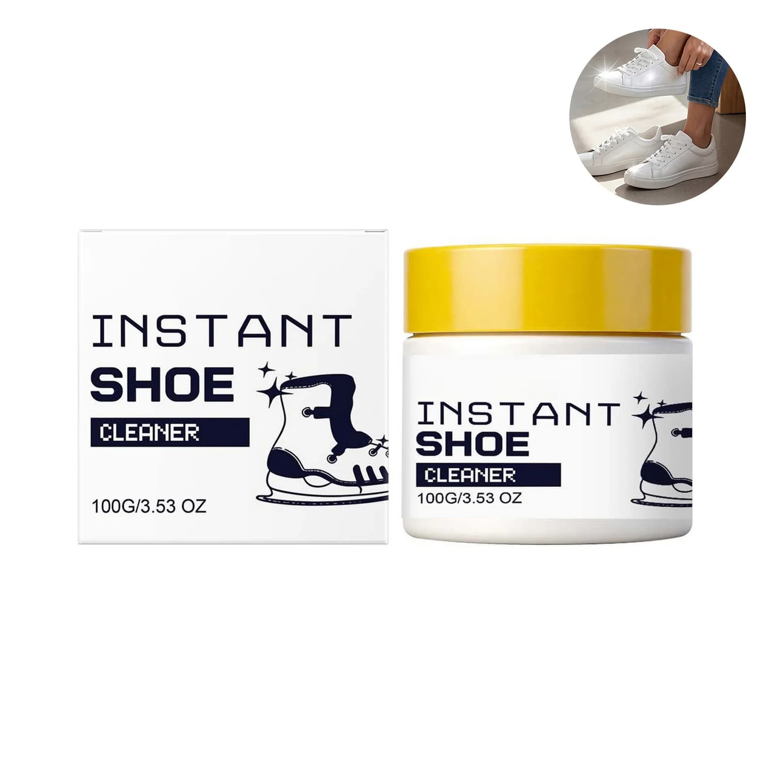 Crema detergente per scarpe da 100 g, detergente portatile delicato per la rimozione delle macchie, detergente schiarente per la rimozione delle macchie, per l'uso su scarpe da ginnastica in pelle e materiali sintetici