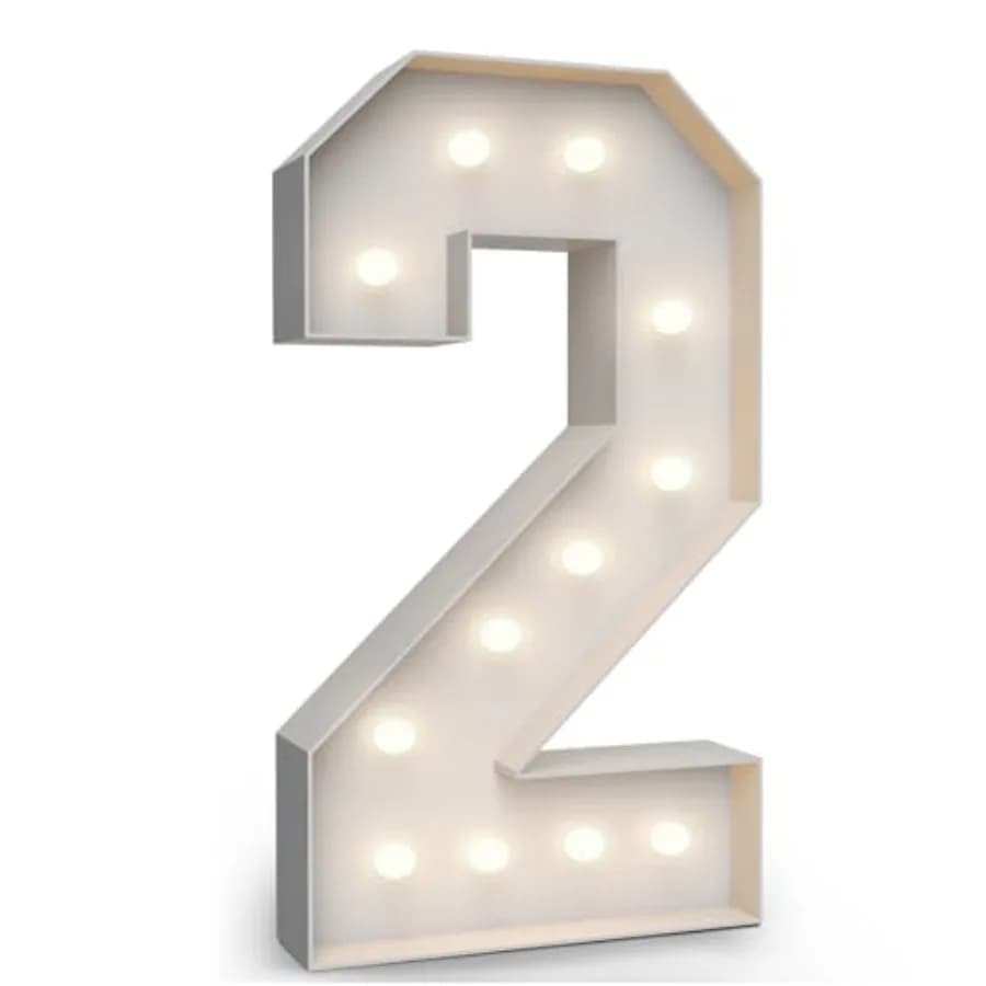 6FT Marquee Light Up Numbers 2, Party Decoration Large Marquee Light Up Letters with Weighted Water Bag, Pre-cut Foam Board Set
