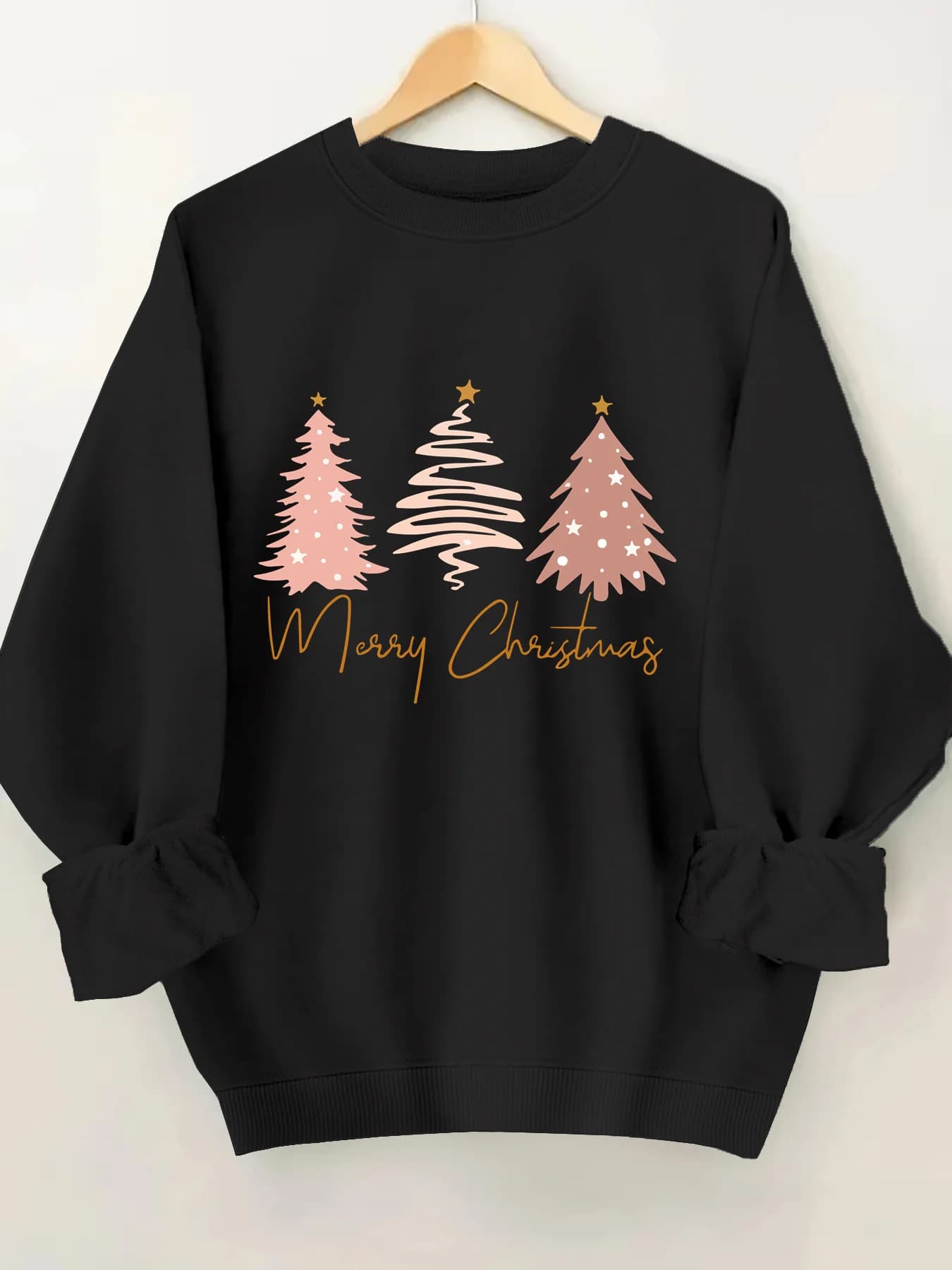 Felpa girocollo con grafica casual albero di Natale autunno e primavera - Pullover con cappuccio da donna