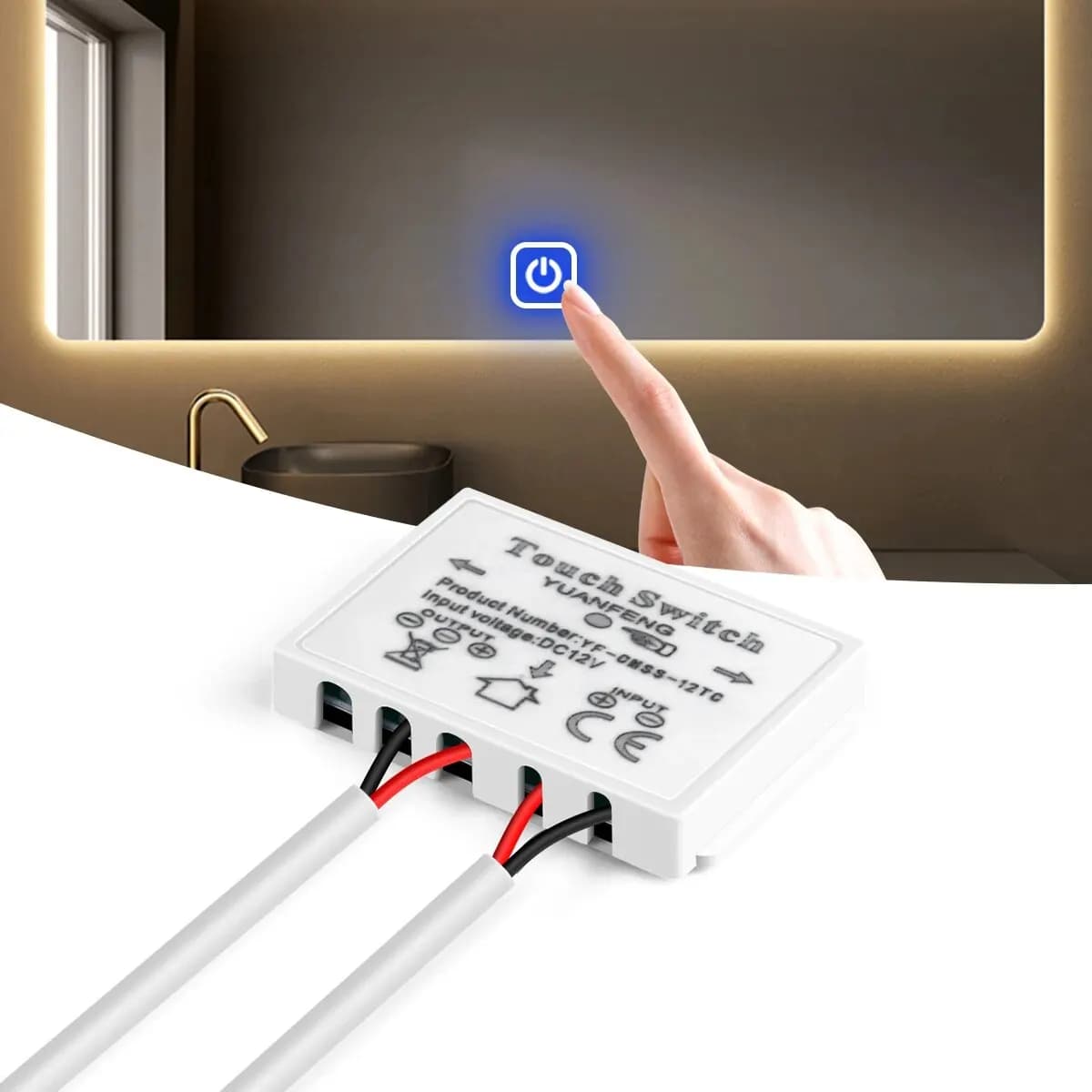 Interruttore Dimmer a LED 12V interruttore sensore tattile regolabile con luminosità capacitiva per la decorazione della retroilluminazione della luce dello specchio del bagno