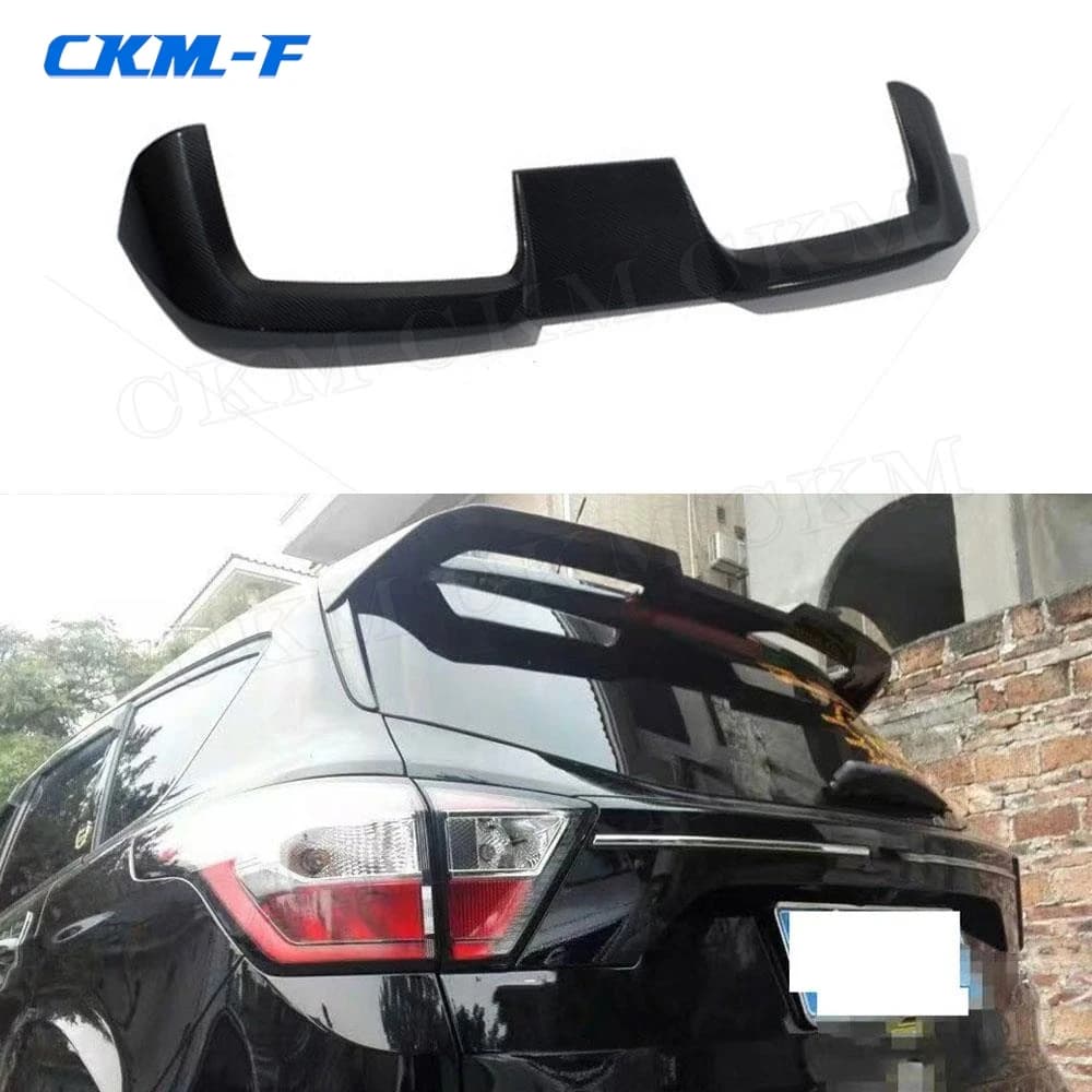 Spoiler Posteriore per Tetto e Finestrini in ABS Bianco Nero per Ford Escape Kuga 2013-2019, Accessori Trim Bagagliaio Effetto Carbonio