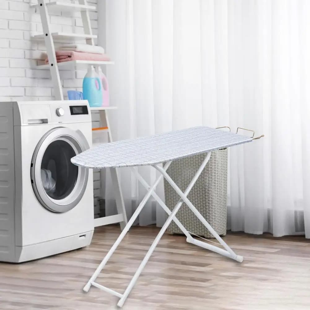 Ironing Board, Adjustable Height Plaid Pattern Full-Size Foldable Ironing Board, Ergonomic Design Stable Extended Ironing Board