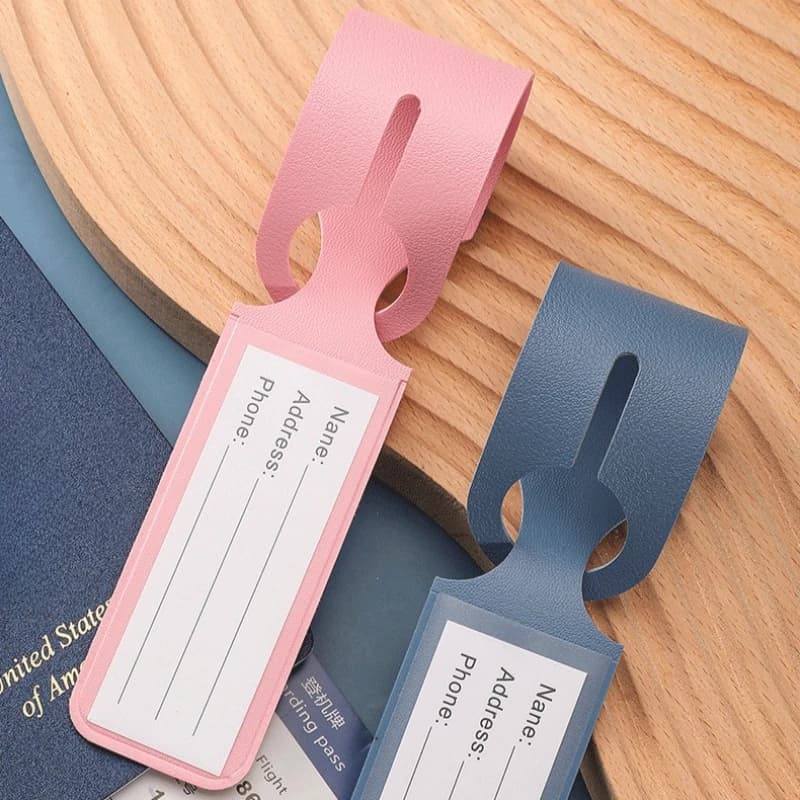 1 Pezzo Etichetta per Bagagli in Pelle PU, Stile Lungo, Porta ID Valigia, Porta Indirizzo, Etichetta Portatile per Imbarco, Accessori da Viaggio