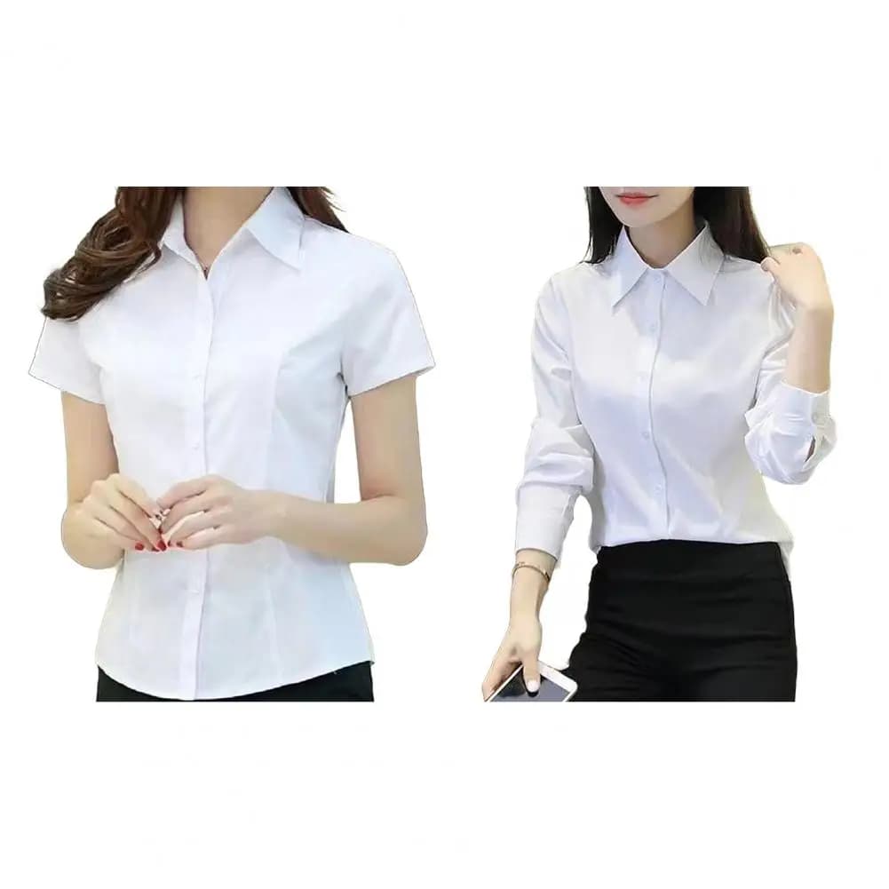 New Office Lady Shirt Women Turn Down Collar Long Sleeve Button Blouse Women Fashion Pure Formal Shirt Business Shirt Workwear