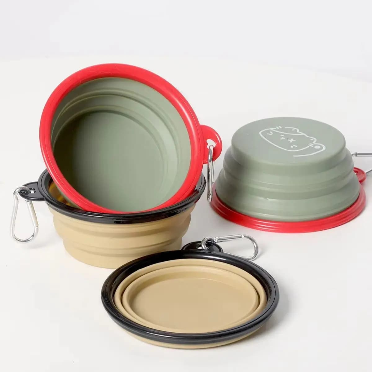 2-in-1 Portable Folding Silicone Pet Food Bowl for Dogs Cats Durable Collapsible Travel Outdoor Water Bowl On-the-Go Feeding