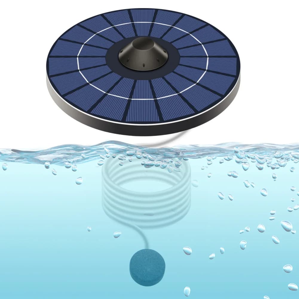 Solar Floating Pond Aerator Solar Powered Air Pump with Air Hose and Bubble Stone Bubble Oxygenator for Garden Pond