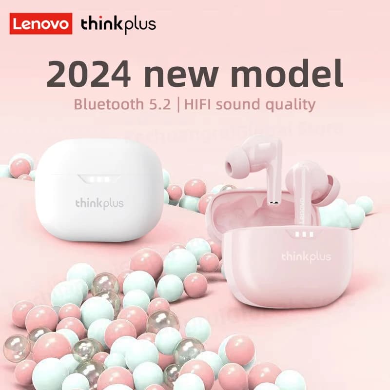 Cuffie Lenovo originali al 100% Auricolari Bluetooth 5.3 senza fili Cuffie stereo HiFi con riduzione del rumore Touch Control 250mAH Nuovo