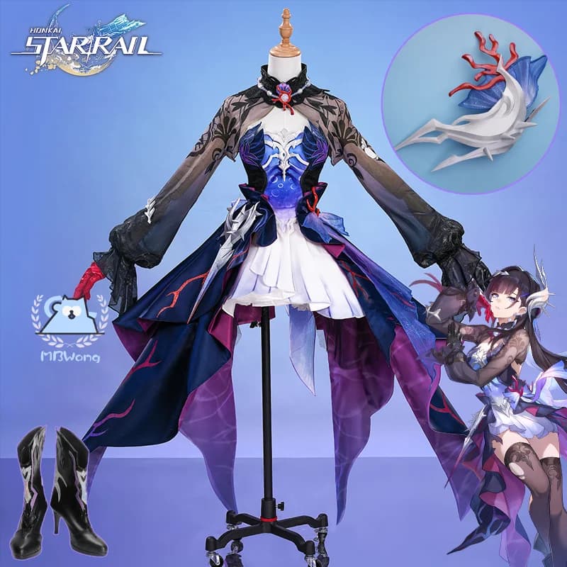 Honkai Star Rail Hysilens Cosplay Costume Game Helektra Cosplay Shoes Wig For Hallowmas Party Comicon Woman Puntelli
