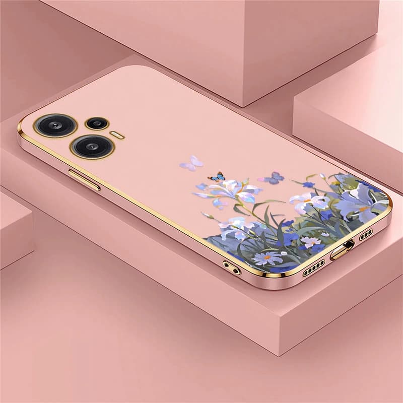 Custodia per telefono Poco F8 Ultra con motivo a farfalle e fiori per Xiaomi Poco F6 Pro F5 F3 C40 C31 in silicone placcato TPU morbido