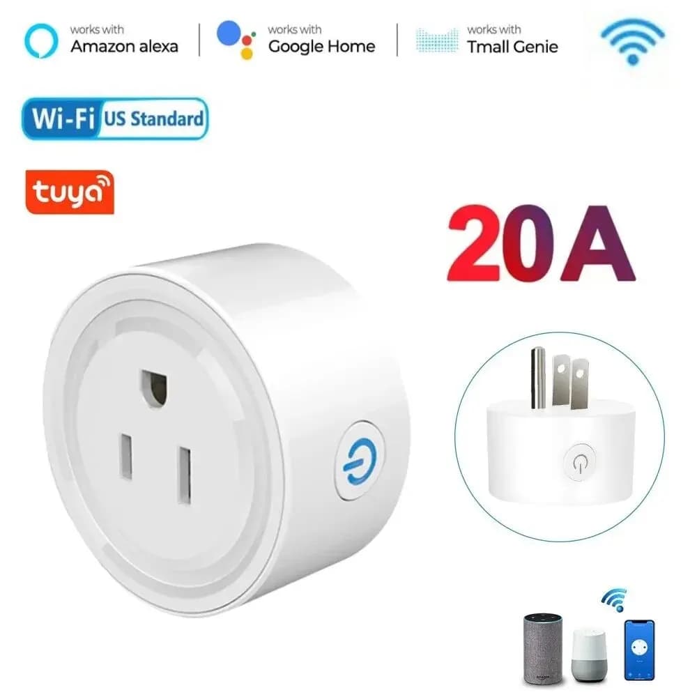 Tuya WiFi Smart Plug US Standard 20/10A Smart Home WiFi Exit Works with Alexa Google Home, Remote Control Your Appliances