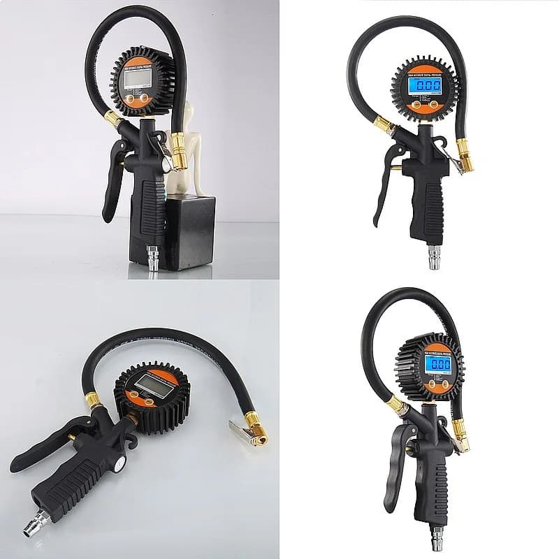 High-precision digital tire pressure gauge inflator with an air chuck with a deflation device