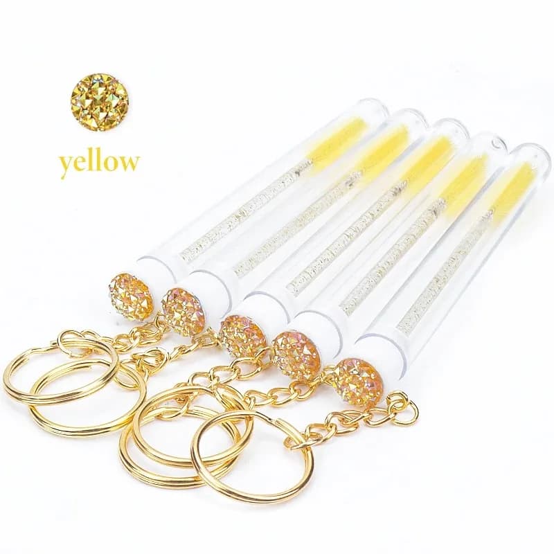 Keychain Eyelash Brush Tubes Wands Makeup Tools With Reusable Sparkling Lash Spoolies With Container Case In Tubes Lash Mascara