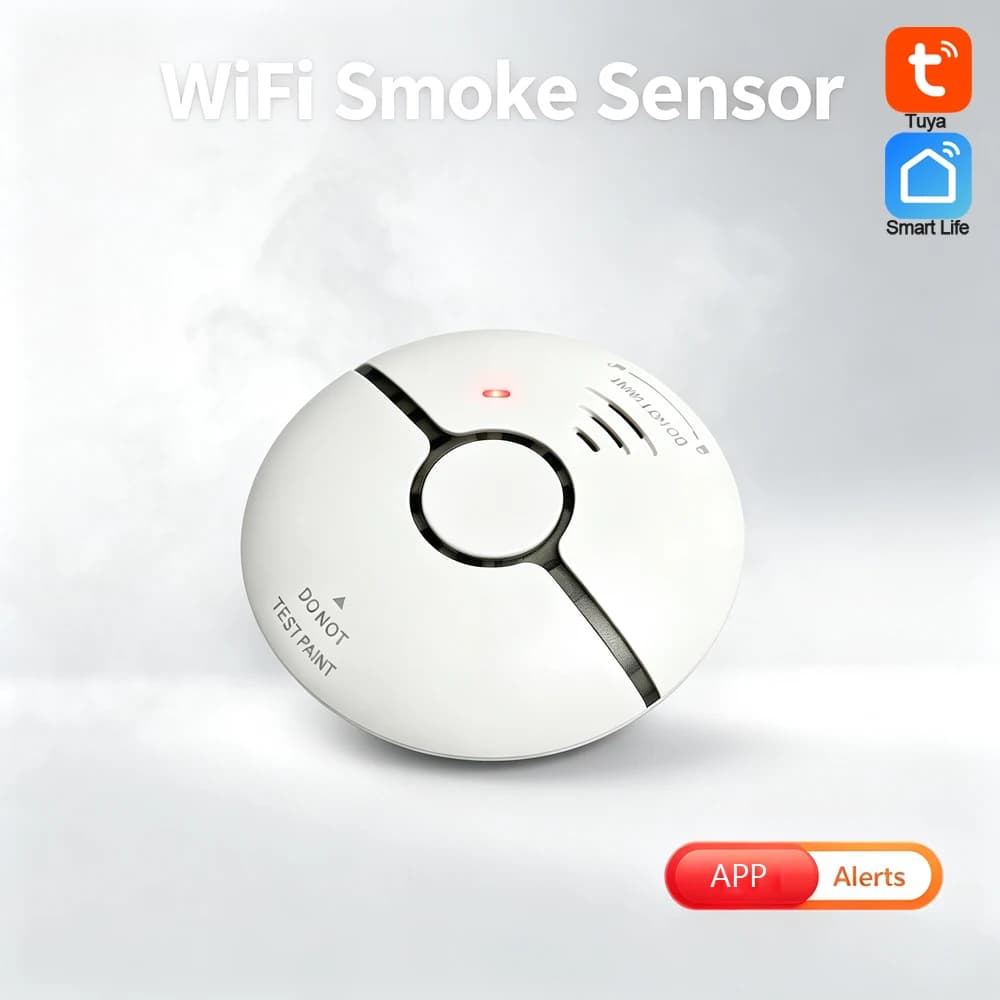 Home Security Fire Alarm 2.4G WiFi Wireless Smoke Detector Include Battery Tuya Smart Life APP Notification Cigarette Sensor