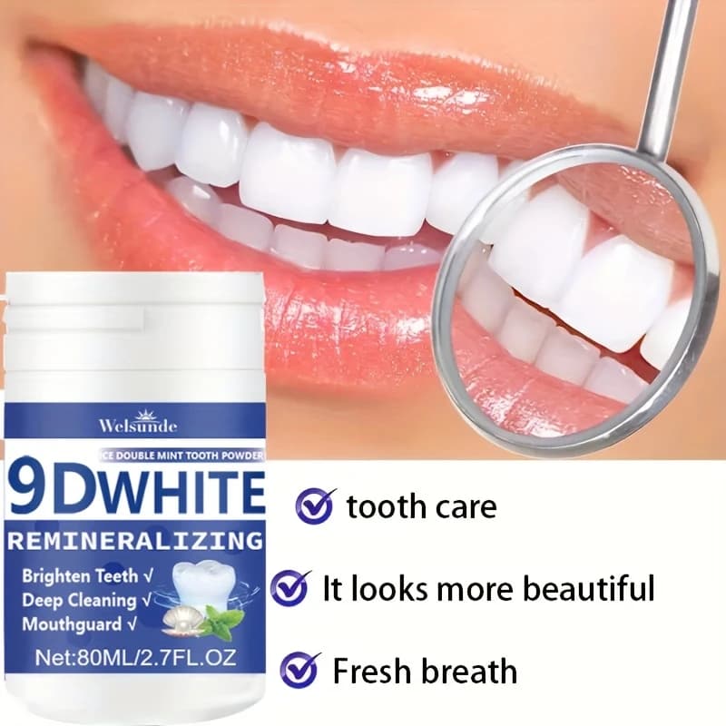 White 9D regenerating hydrosapatite teeth powder, tooth whitening powder, deep cleansing, fresh breath, ideal for oral health