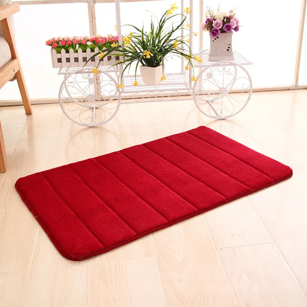 Tappetino da Bagno in Memory Foam di Lusso, Extra Spesso, Antiscivolo, Assorbente, per Interni, Bagno, Cucina, Soggiorno, Rosso Vino