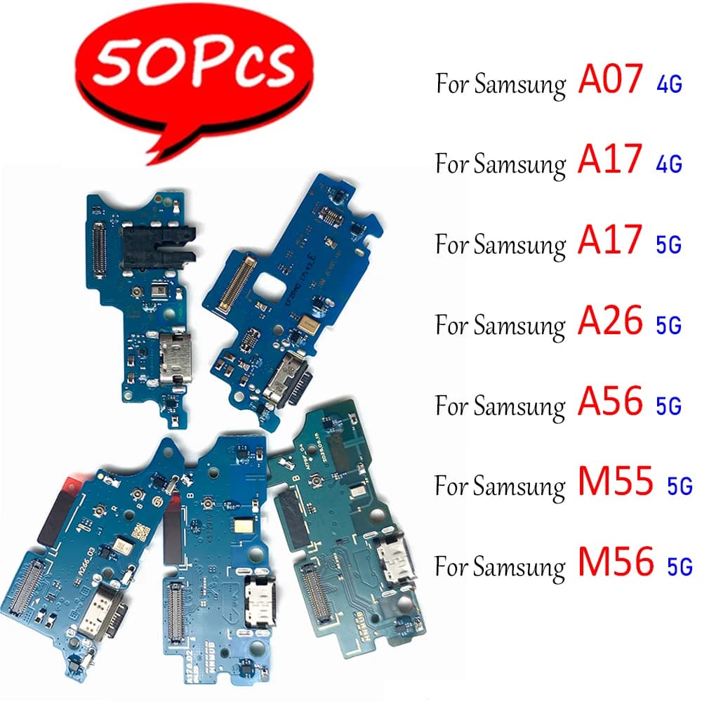 50 Pz, Per Samsung A07 4G A17 A26 A56 M55 M56 5G Porta di Ricarica USB Microfono Dock Connettore Scheda Cavo Della Flessione parti di riparazione