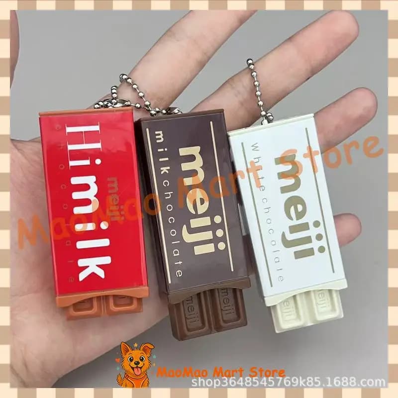 Giocattolo Antistress Meiji a Forma di Cioccolato Flessibile e Realistico 3D, Portachiavi per Bambini e Adulti, Allevia l'Ansia