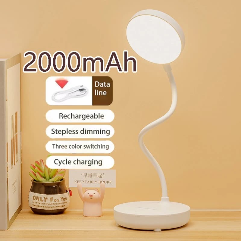 LED Desk Lamp Portable Eye Protection USB Plug 3 Color Support with Continuous Adjustment Eye Protection Bedside Lamp for Bedroom Work