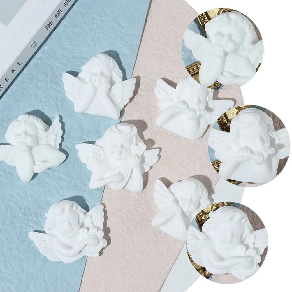 18 Pezzi Accessori per Cover Telefono Stile Barocco, Ciondoli in Resina a Forma di Angelo, Decorazioni Fai-da-Te per Gioielli, Scrapbook, Fermagli per Capelli, Cover per Telefono