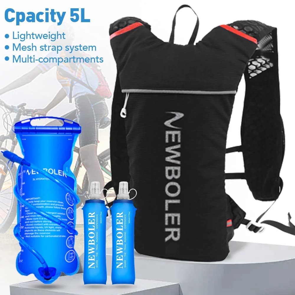 5 liters ultra light racing backpack trail hydration trail backpack racing bike bag 500 ml soft bottle 2 liters