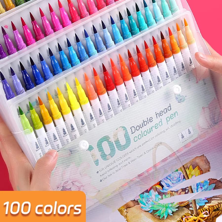24/48/60/80/100 Colori Set di pennarelli colorati lavabili a doppia testa Forniture artistiche per materiale scolastico di cancelleria coreana per artisti