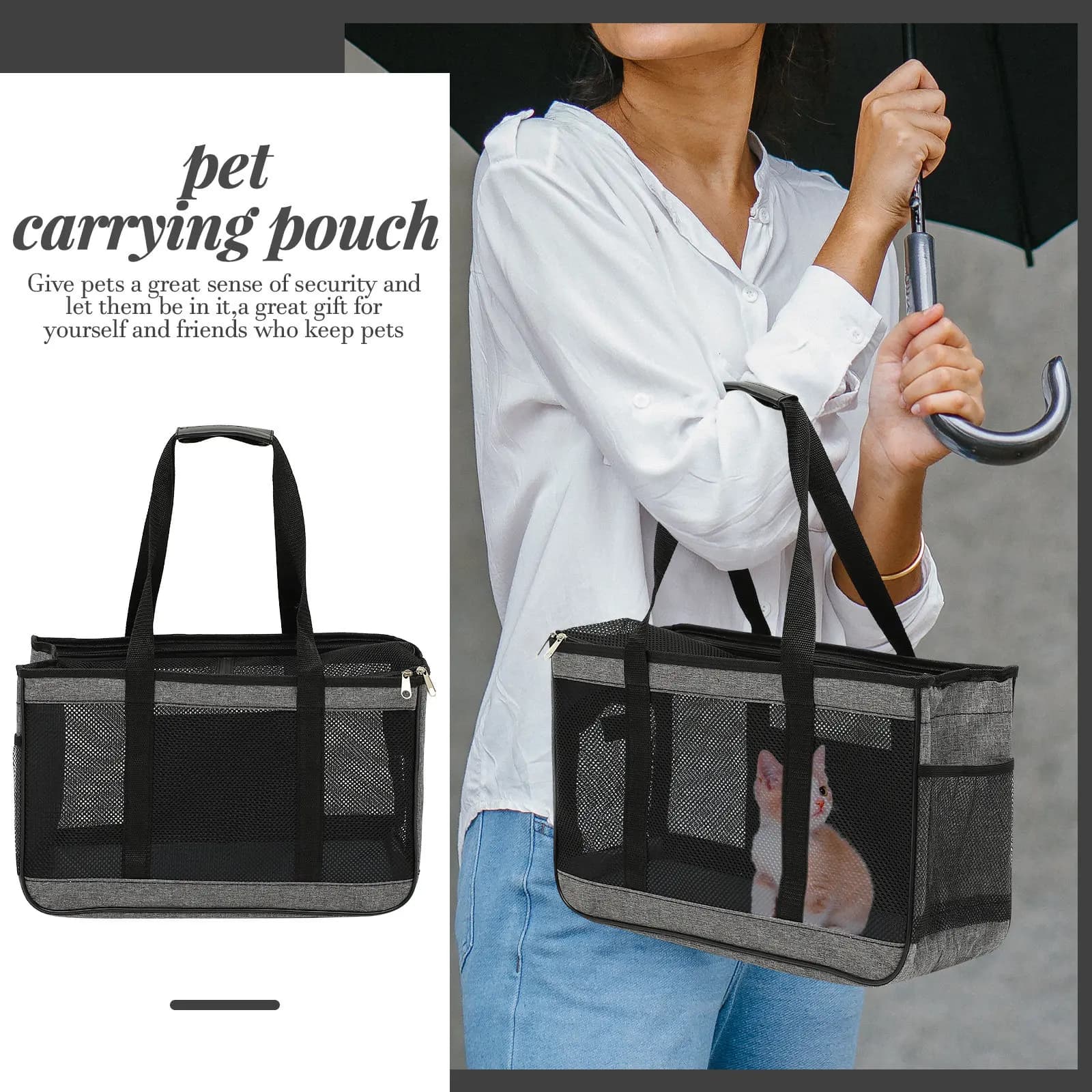 Borsa Trasportino Traspirante per Gatti, Borsa da Viaggio Portatile per Animali Domestici, Comoda e Resistente ai Graffi, Marsupio Portatile per Gatti