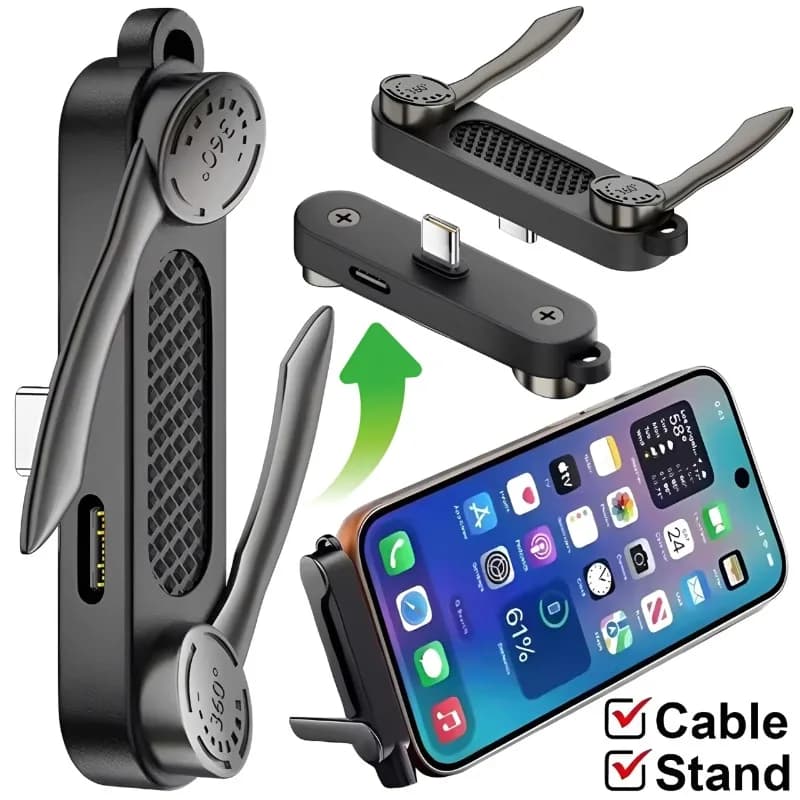 2/1PCS Foldable Phone Stand USB-C Adapter PD 240W Fast Charge 40Gbps OTG Support Headset Audio & Call for iPhone Samsung Laptops